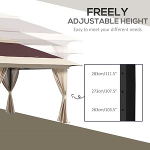 Gazebo Moderno a 2 Livelli in Acciaio e Alluminio 13x13 Impermeabile con Borsa per il Trasporto Marrone per Esterni - Product Image 6