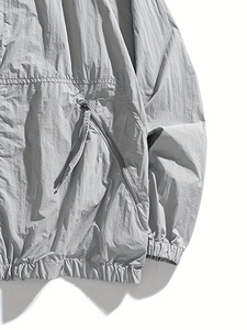 Men's <b>Lightweight</b> Hooded Blouson <b>Jacket</b> Solid Color Breathable Polyester Casual <b>Summer</b> Pullover Style - Product Image 2