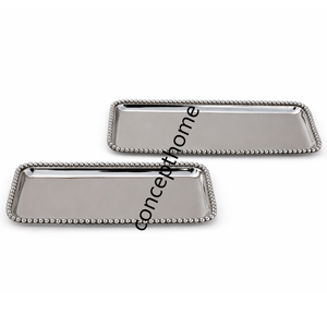 Plateau de service rectangulaire en acier inoxydable, grand, décoratif, écologique, fait main, élégant, de qualité commerciale, durable, pour table - Product Image 1