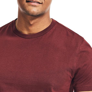 Short Sleeve Burgundy Round Neck Plain Men T <b>Shirt</b> 100% Cotton Soft Slim Fit Blank Casual Wholesale - Product Image 3