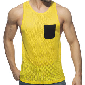 Camiseta sin mangas de malla personalizada de alta calidad, ligera para el verano, con diseño de bolsillo frontal, color personalizado, nuevo diseño. - Product Image 1