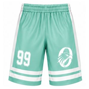 Ensemble de hockey sur glace sublimé vert menthe pour hommes, maillot et short en polyester rayé, uniforme sportif léger, vêtements de compétition - Product Image 4