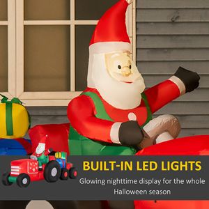 Inflable Navideño de 2.7m con Luces LED de Colores, Santa Claus Conduciendo un Remolque con Cajas de Regalo, Decoración Inflable para Jardín - Product Image 4