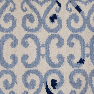 Tapis d'intérieur personnalisé en tissage plat bleu marine et ivoire avec franges pour hôtel, villa, salon - Product Image 3