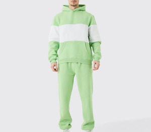 Hot Sale Men Oversized Color Panel Hoodie Tracksuit Relaxed Fit Sweatshirt and Sweatpants <b>Set</b> Casual Streetwear <b>Lounge</b> Outfit - Product Image 1