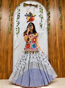 Designer Gamthi Embroidery Kedia Style Lehenga Choli with Printed Lehenga | Navratri Special Mirror Work Party <b>Set</b> - Product Image 1