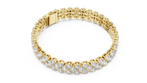 Bracelet tennis en or pur 10K 14K avec diamants de laboratoire taille ronde en grappe DEF VVS, bracelet multi-rangs pour femme, bijoux fins - Product Image 5