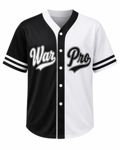 Maillot de baseball unisexe personnalisé noir et blanc, pull premium, uniforme sportif d'équipe, anti-bactérien, 100 % coton - Product Image 1