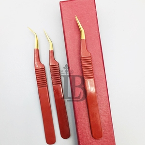 <b>Top</b> Demand New Arrival Sustainable Red Color Gold Tip Stainless Steel Eyelash Extension Tweezers Mega Volume Mink Eyelash - Product Image 3