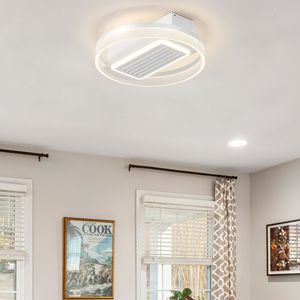 20\" Modern LED Bladeless <b>Ceiling</b> Fan <b>Light</b> with <b>Remote</b> <b>Control</b> Adjustable Air Circulation Flush Mount <b>Ceiling</b> Lamp B - Product Image 3