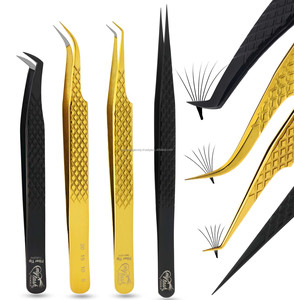 Private Label Eyelash Extension Tweezers Lash Extensions Tweezers Fiber Tip Straight and Curved Pointed Tip Tweezers - Product Image 1
