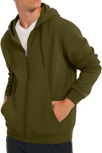 เสื้อฮู้ดผู้ชายแบบซิปเต็มตัวอเนกประสงค์ ทรงเข้ารูป ผ้าฟลีซเนื้อนุ่ม สวมใส่สบายทุกวัน - Product Image 2