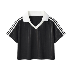 Women's Black Mesh <b>Polo</b> Shirt Short Sleeve White Collar Breathable Regular Fit Solid Color All Seasons Sport Top - Product Image 1