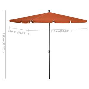 Grand parasol de jardin inclinable en acier, avec base, en polyester terracotta - Product Image 6