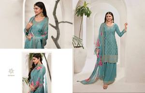 Ensemble élégant Gharara en soie de chinon en viscose lourde avec broderie de séquence Jari multi-fils pour l'hiver - Product Image 5