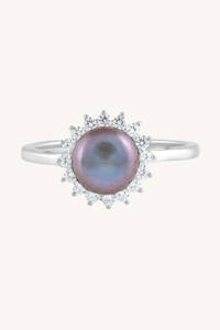 Anillo de Plata de Ley 92.5 con Perla Azul y Circonita Cúbica KLSR-11885 - Product Image 2