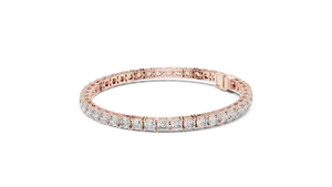 Bracelet tennis en or massif 18 carats avec diamant de laboratoire taille coussin 4,5 carats serti en collet, bijoux fins pour femme, fermoir à maillons - Product Image 3