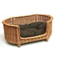 Nid pour animaux de compagnie rectangulaire XL en osier, rotin et paille tressée, lavable à la main, avec panier en feutre amovible et coussin, pour chat, chien, chiot