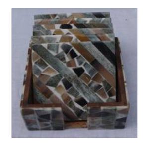 Nouvel arrivage de sous-verres carrés en incrustation d'os Ensemble de 4 sous-verres en mosaïque comme motif thé café boisson ustensiles de cuisine Doué pour toute occasion - Product Image 1