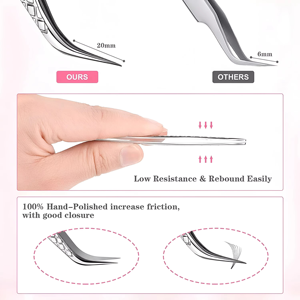 Professional Stainless Steel Eyelash Extension Tweezers Set Tips Anti-Slip Grip Handle Pink Storage <b>Case</b> for Salon Use - Product Image 4