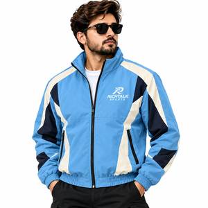 Men's Eco-friendly Hooded Bomber <b>Racer</b> <b>Jacket</b> Stand Collar Zipper Closure Front Logo Windproof Sporty Winter Wear - Product Image 1
