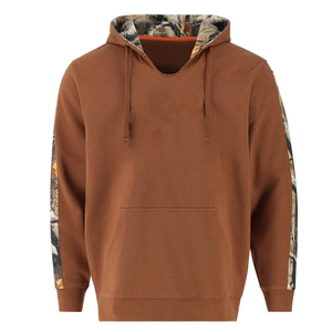 Sweat-shirt à capuche orange pour homme avec manches et doublure camouflage en polaire, coupe classique, vêtement décontracté pour l'automne - Product Image 2