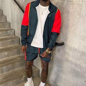 Custom 2-Piece Pleated Nylon Breathable Waterproof Suit UV Light Reflective <b>Windbreaker</b> Tracksuit Zip up Jacket and Short Set - Product Image 6