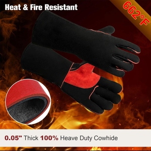 Gants de soudage en cuir de vachette pleine fleur, résistants à l'abrasion et à la chaleur, pour travaux lourds, construction, lutte contre les incendies, barbecue - Product Image 2