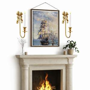 Ensemble de appliques murales élégantes en or avec nœud, porte-bougie conique haut, design classique incurvé, lumière chaude, décoration de luxe pour la maison - Product Image 2