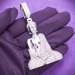 จี้พระพุทธรูปทรงโมอิสซาไนต์สุดฮิต แฟชั่นฮิปฮอป เงินแท้ 925 คุณภาพ VVS1 ผ่านการทดสอบเพชร - Product Image 3