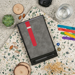 Carnet de notes en similicuir gris Aurelux Executive avec accent rouge, stylo stylet, 192 pages, coffret cadeau d'entreprise haut de gamme, pour le bureau - Product Image 5