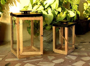 Última Colección de Faroles de Madera Clásicos Ecológicos para Velas de Pilar, Decoraciones Festivas para el Hogar y Hoteles - Product Image 3