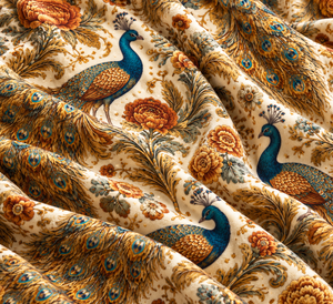Panneaux de rideaux vintage à motifs floraux de paon, rideaux occultants beiges pour salon - Product Image 5