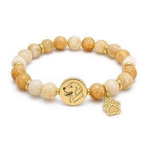 Pet Loss <b>Memorial</b> <b>Gifts</b> Bead Bracelet with Engraved Dog Paw Charm Personalized Pet Jewelry for Dog Mom <b>Memorial</b> - Product Image 1