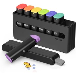 Grande boîte à pilules hebdomadaire 7 jours, 2 prises par jour (matin et soir), double compartiment pour médicaments quotidiens et compléments alimentaires (poissons) - Product Image 1