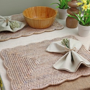 Sets de table en coquille Saint-Jacques naturelle pour la décoration bohème, sets de table en rotin, prix de gros, sets de table fabriqués au Vietnam - Product Image 2