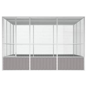 Cage à oiseaux en acier galvanisé gris 119.1 "x 127.8" x 83.3 "Fournitures pour oiseaux - Product Image 3