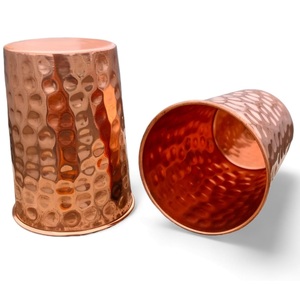 Rustic Hammered Copper <b>Water</b> Glass Wholesale <b>Bulk</b> Supply Handmade Drinking Tumbler for Ayurveda and Homes Hotels Use - Product Image 3