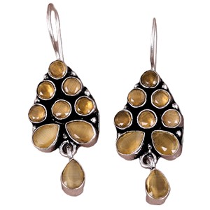 ARTS JEWELS Brass Oxidized Silver <b>Crystal</b> Rhinestone Butterfly Shape Boho Tribal Ethnic Dangle Earrings Handmade Indian Women's - Product Image 1