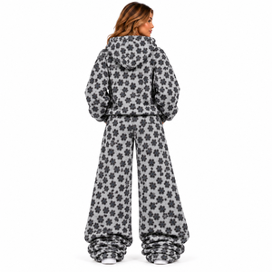 Conjunto de chándal personalizado para mujer con estampado animal, sudadera con capucha de forro polar, conjunto de 2 piezas, conjunto de chándal con pantalones anchos personalizados para mujer - Product Image 2