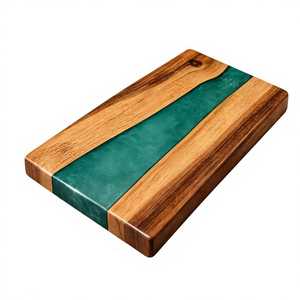 Planche à découper carrée en bois d'acacia pliable, durable, écologique, réutilisable, passe au lave-vaisselle, épaisseur 2 cm, pour charcuterie et fromages - Product Image 5