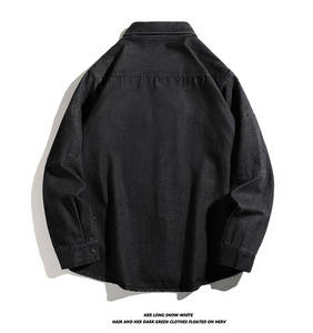 Chemise en jean ample pour homme, style américain vintage, écologique, infroissable, légère, non extensible, surchemise décontractée polyvalente - Product Image 5