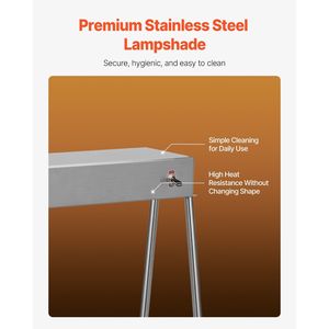 Commercial 750W Stainless Steel Electric Strip Heater Light <b>Hanging</b> Food Heat Lamp Warmer for Warming & Holding Equipment - Product Image 5