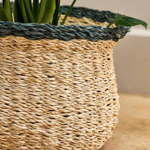 กระถางต้นไม้ตกแต่งทำมือจากหญ้าทะเล ตะกร้าปลูกต้นไม้ทันสมัย สำหรับตกแต่งภายในห้องนั่งเล่น ระเบียง และบ้าน - Product Image 4