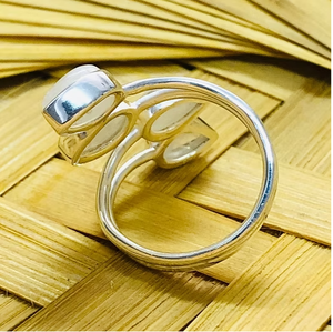 <b>Dainty</b> Multi-Moonstone <b>Ring</b> Solid 925 Silver Gemstone Simple Everyday Bypass Wrap Band Jewelry Everyday & Any Occasion Wear - Product Image 3
