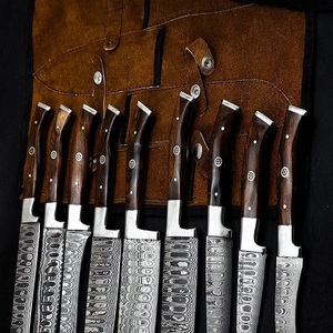 Juego de cuchillos de chef de acero de Damasco hechos a mano, 9 piezas, juego de cuchillos de cocina con mango de madera, hoja afilada, de A&M Enterprises - Product Image 3