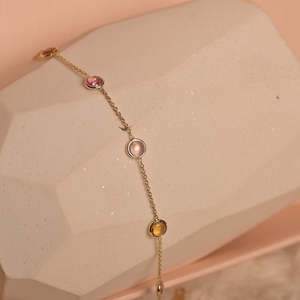 14K Gold Zircon Link Chain Necklace-Women's Wedding Fine Jewelry Daily Wear - Product Image 6
