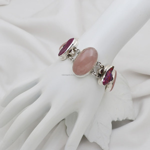 Brazalete de Plata de Ley 925 pura con piedras preciosas naturales, regalo Unisex al por mayor, joyería de cristal Premium, pulseras de cadena de eslabones a granel - Product Image 3