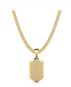 Collier pendentif pour chien en or jaune 14 carats avec diamant de laboratoire Chevron - Product Image 2