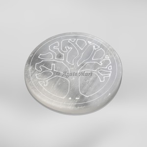 Tienda en línea de piedra de cristal de selenita curativa pulida Feng Shui Tree Life placa de carga grabada terapia de orgón de piedras preciosas - Product Image 4